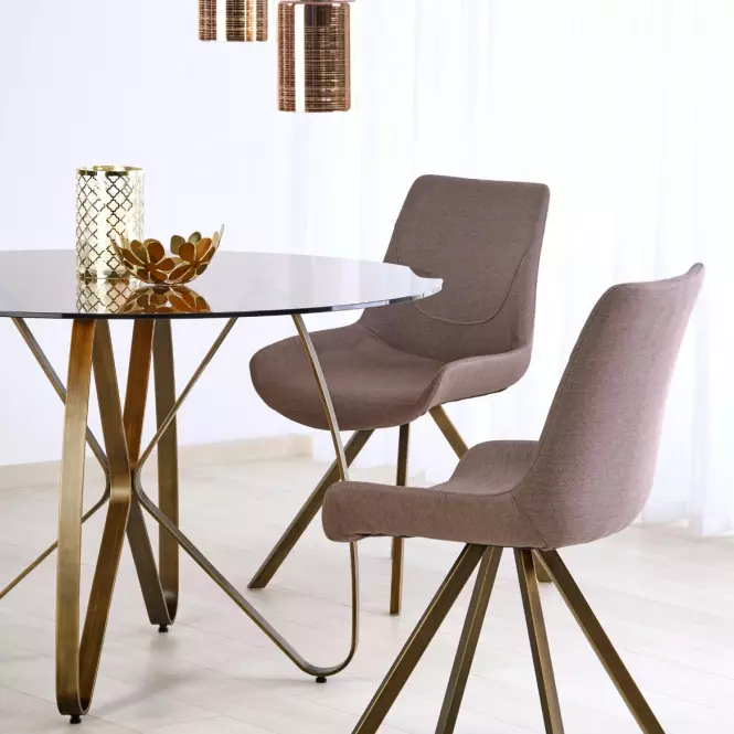 Stół Lungo 120 Szkło/Stal – Brąz/Złoty