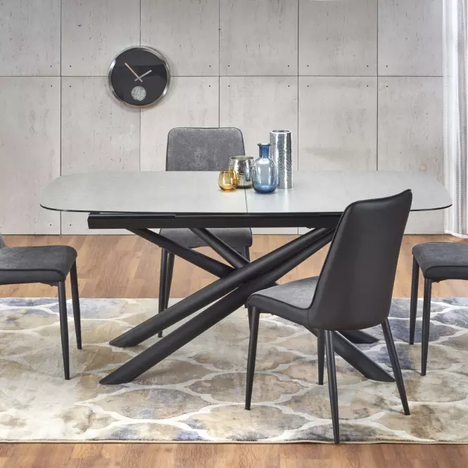Stół rozkładany Capello 180/240x95 cm Szkło/Stal – Ciemny Popiel/Czarny