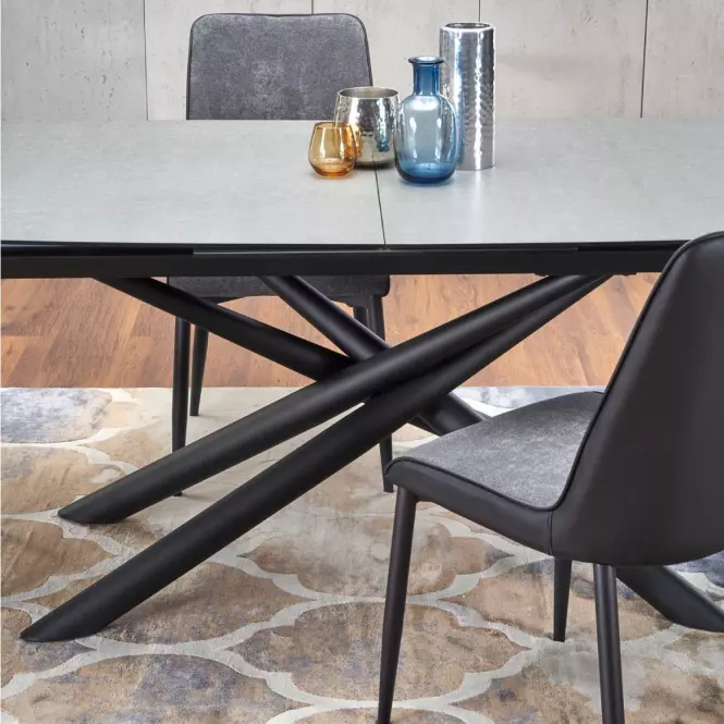 Stół rozkładany Capello 180/240x95 cm Szkło/Stal – Ciemny Popiel/Czarny