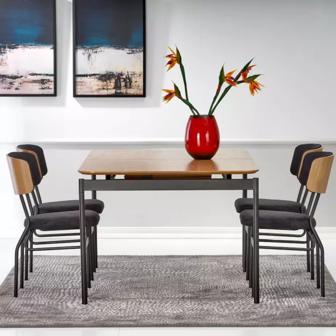 Stół rozkładany Smart 170/250x100cm Mdf/Stal – Dąb Naturalny/Czarny