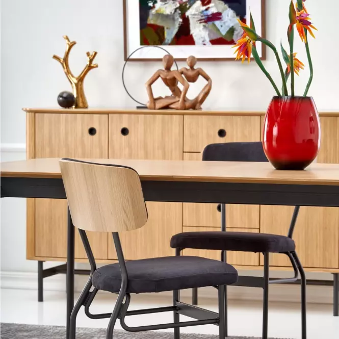 Stół rozkładany Smart 170/250x100cm Mdf/Stal – Dąb Naturalny/Czarny