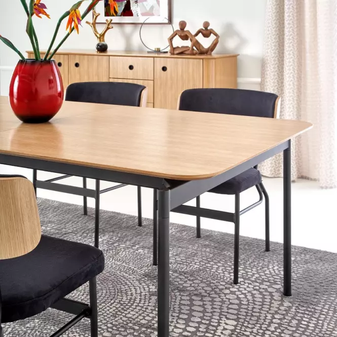 Stół rozkładany Smart 170/250x100cm Mdf/Stal – Dąb Naturalny/Czarny