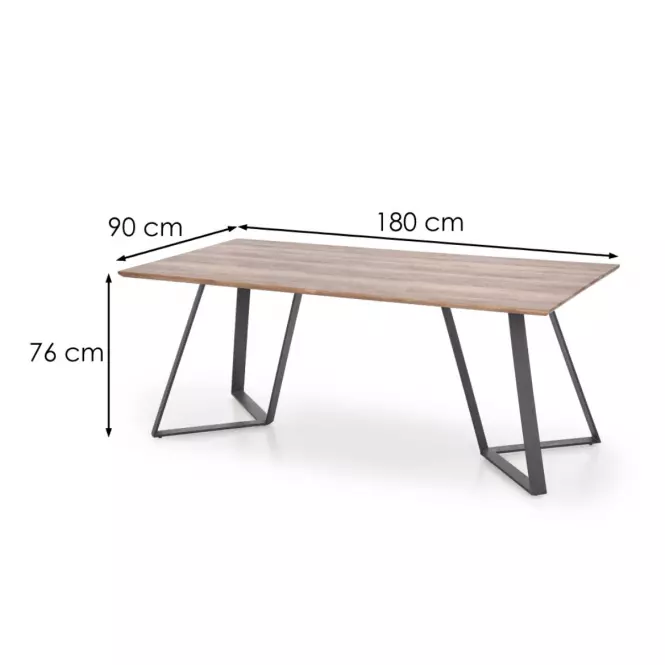 Stół Calgary 180 Mdf/Stal – Orzech Rustykalny/Czarny