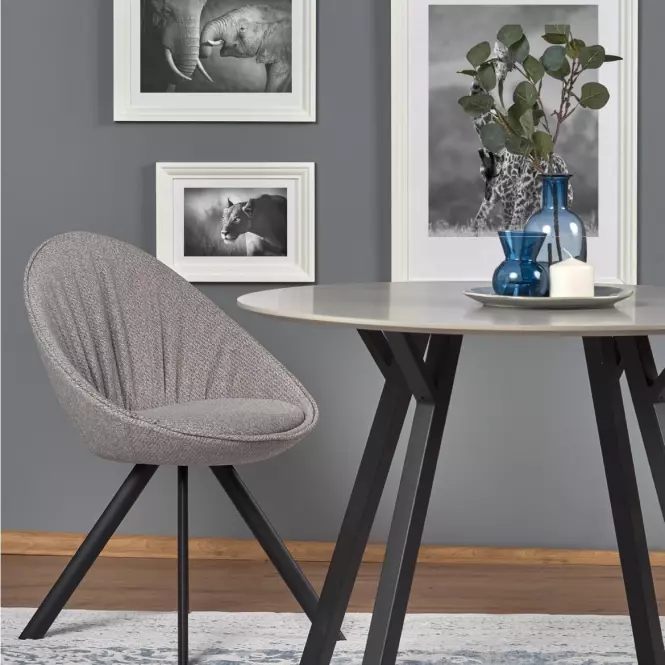 Stół Balrog Okrągły 100 Mdf/Stal – Jasny Popiel/Czarny