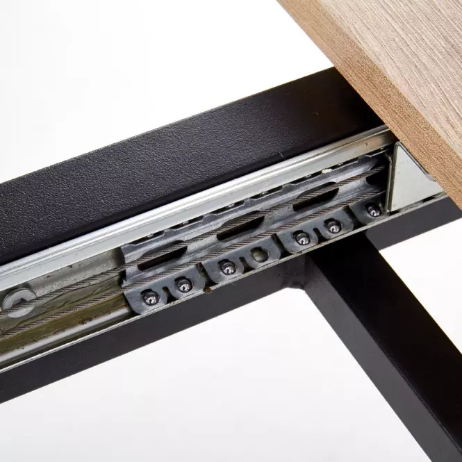Stół rozkładany Albon 120/160x80 cm  Mdf/Stal – Dąb Sanoma/Popiel/Czarny