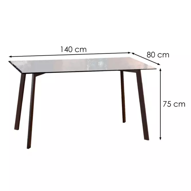 Stół Trax 140x80 Szkło/Stal – Dymiony/Czarny