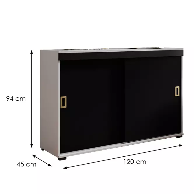 Komoda Retro 120 Biały/Czarny + Craft Uchwyty