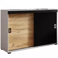Komoda Retro 120 Biały/Craft/Czarny + Uchwyty Biały I Czarny