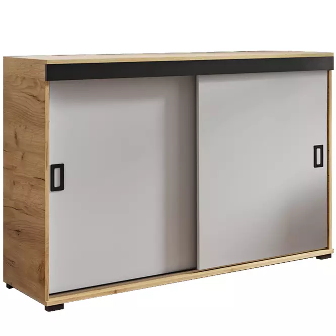 Komoda Retro 120 Craft/Biały + Czarne Uchwyty
