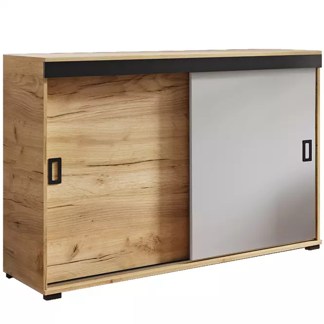 Komoda Retro 120 Craft/Biały + Czarne Uchwyty