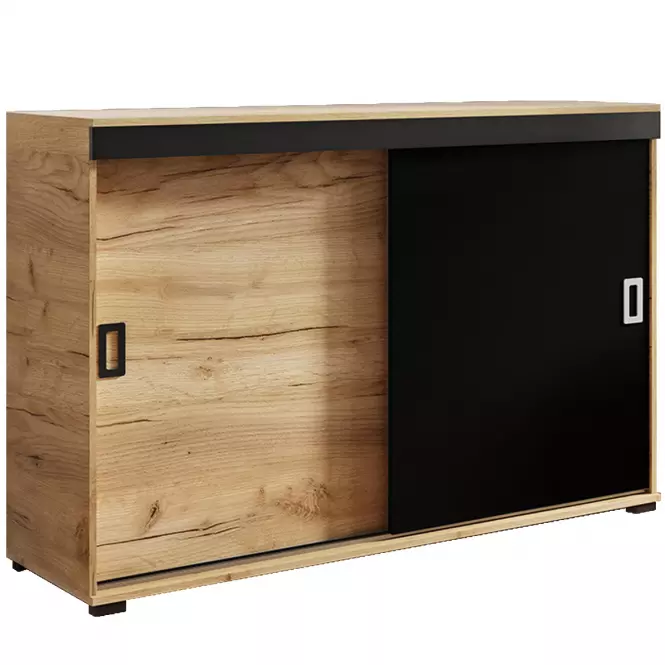 Komoda Retro 120 Craft/Czarny + Uchwyty Biały I Czarny
