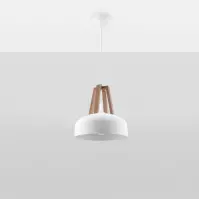 Lampa wisząca Casco A-0388 biała/naturalne drewno