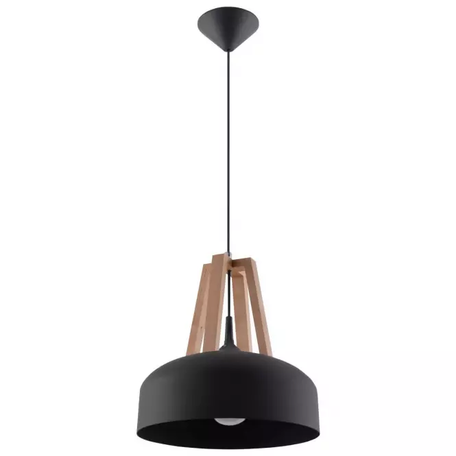 Lampa wisząca Casco A-0390 czarna/naturalne drewno