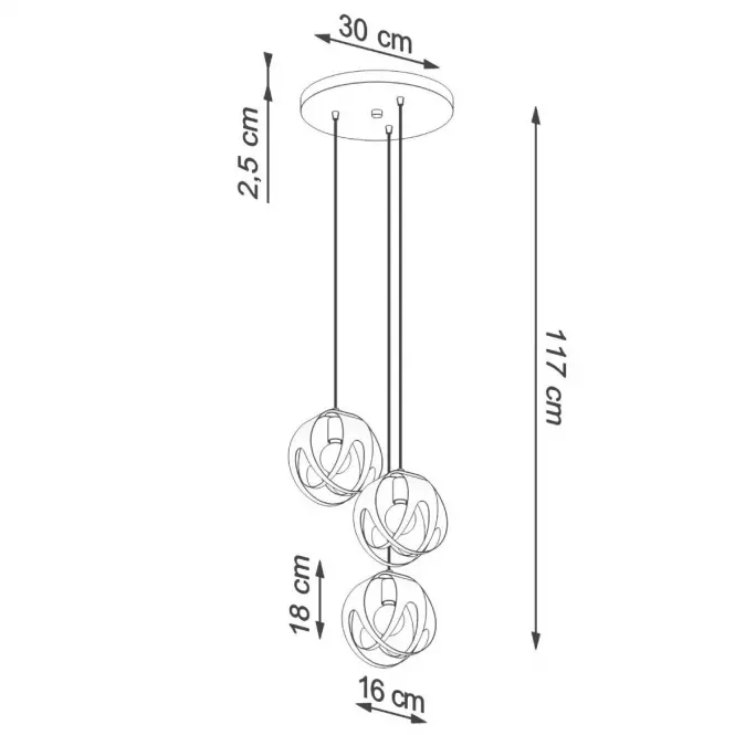 Lampa wisząca Tulos 3P A-1088 czarna