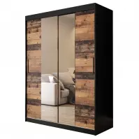 Szafa Old Wood T1 150 Czarny/Old Style/Lustro