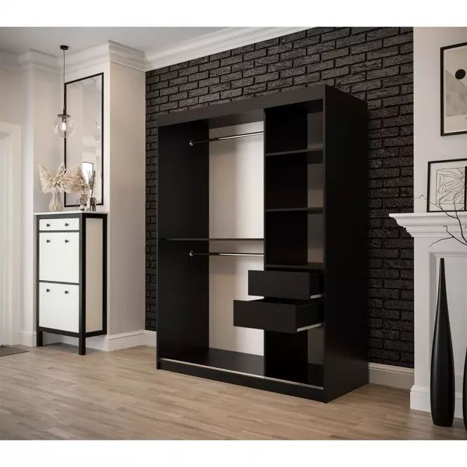 Szafa Old Wood T1 150 Czarny/Old Style/Lustro