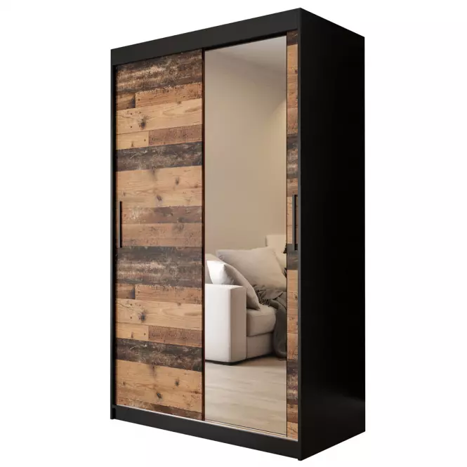 Szafa Old Wood T2 120 Czarny/Old Style/Lustro