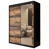 Szafa Old Wood T2 150 Czarny/Old Style/Lustro