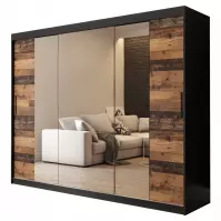 Szafa Old Wood T2 250 Czarny/Old Style/Lustro