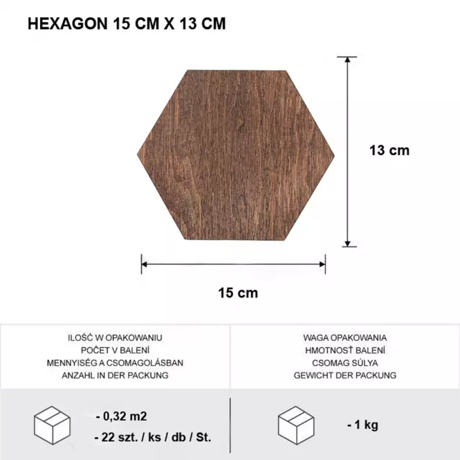 Panel Dekoracyjny Hexagon Mahoń