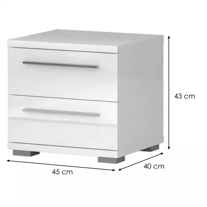 Szafka nocna PIANO NS2/PN-70/KA-70 crystal white