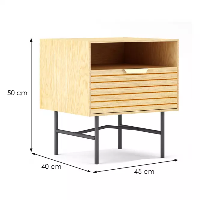 Szafka nocna Bassel 2521 45X40X50 naturalny/czarny