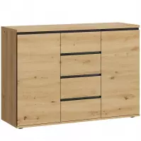 Komoda Naxos 2d4s dąb artisan/dąb artisan czarny mat
