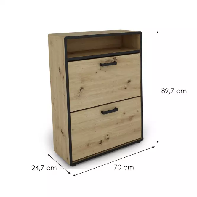 Szafka na buty Capannoli dąb artisan/czarny