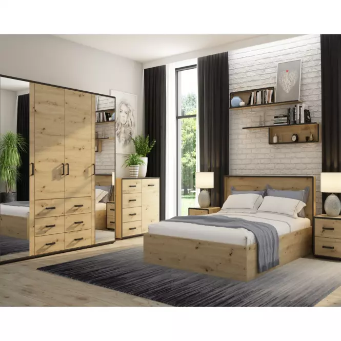 Szafka nocna Capannoli 40 2s dąb artisan/czarny,5