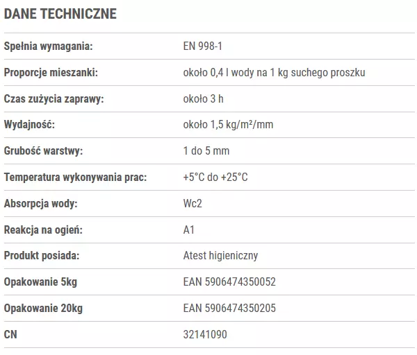 Cekol biała gładź cementowo-polimerowa C-35 5kg