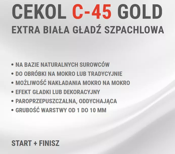 Cekol biała gładź szpachlowa start+finish C-45 20kg