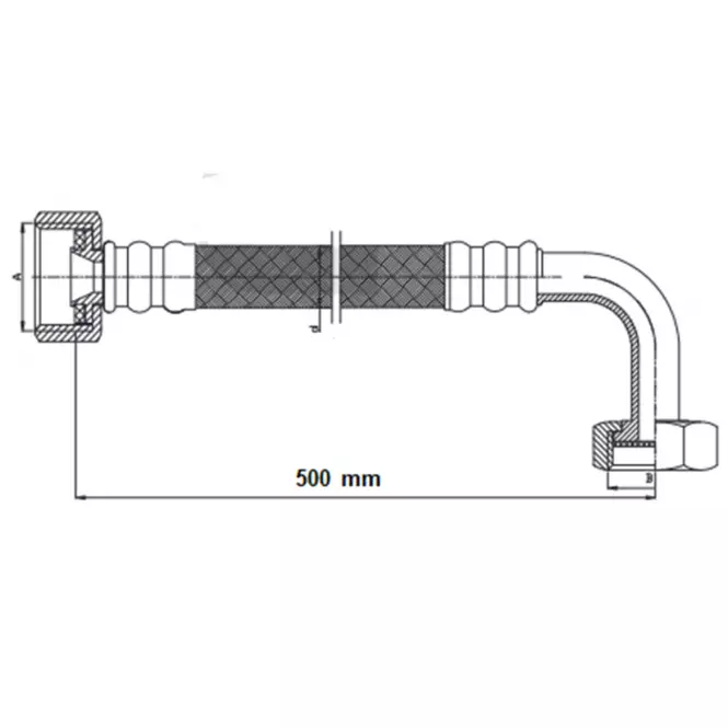 Wężyk w oplocie stalowym (1/2Wx1/2G) 50 cm