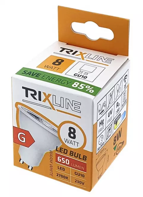 Żarówka GU10 8W 2700K 38D ALU+PC