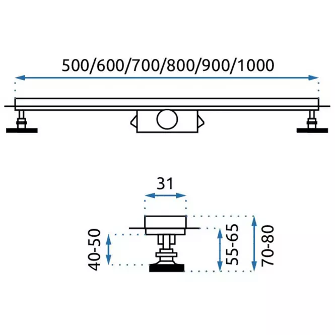 Odwodnienie liniowe Rea G5603 Neo Slim Pro 700 złoty połysk,9
