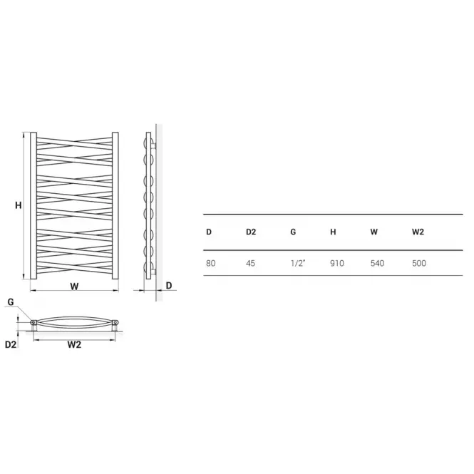 Grzejnik łazienkowy Łezka 3D Ł3DX 1650 czarny 910x540 mm