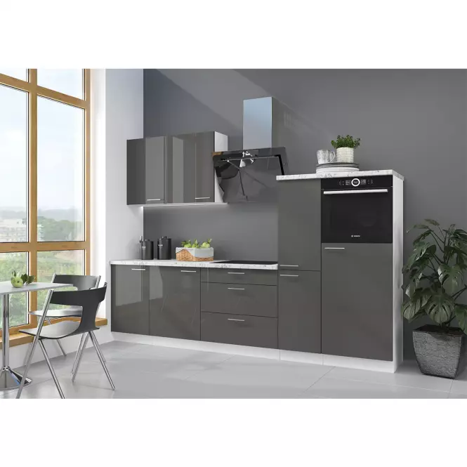 Kuchnia Lara 280 Mdf Szary Połysk Bez Blatu