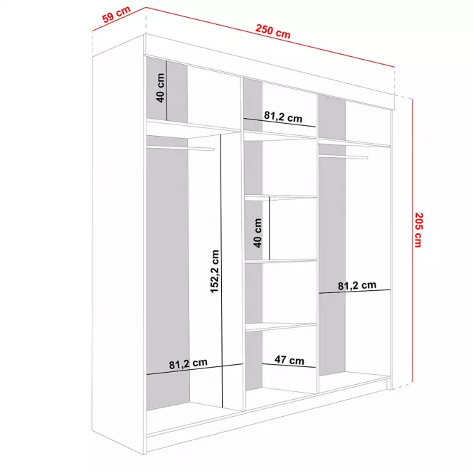 Szafa Lamaro 250 dąb craft złoty + czarne wstawki