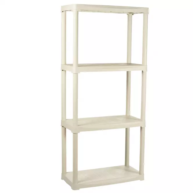 Regał magazynowy plastikowy T60/4E écru 133x60x30cm – 4 półki/20kg