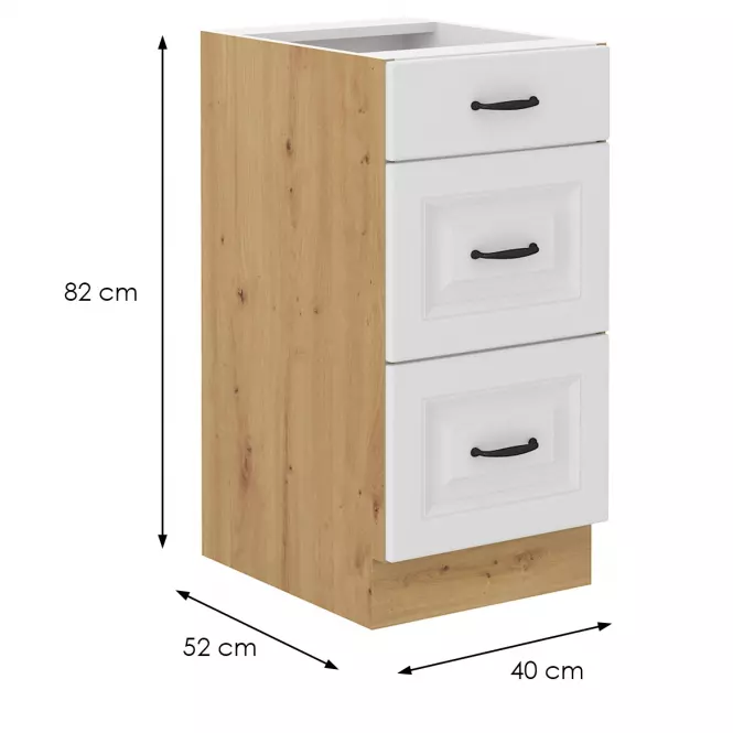 Szafka kuchenna Stilo biały mat/artisan 40D 3S BB