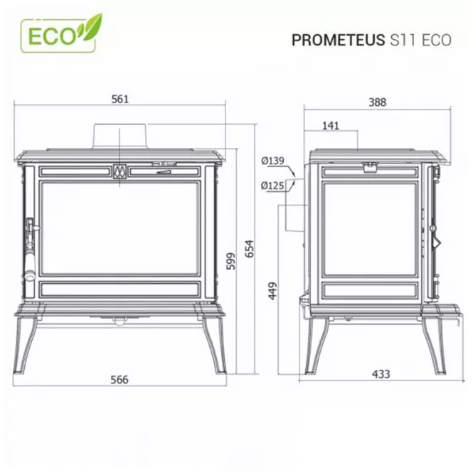 Piec kominkowy Premium PROMETEUS 8.5kW Eco