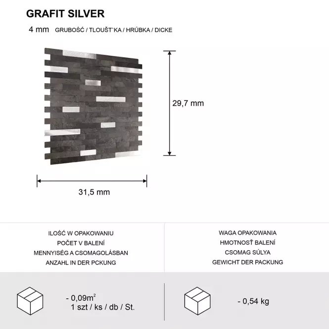 Panel dekoracyjny samoprzylepny Mood Grafit Silver