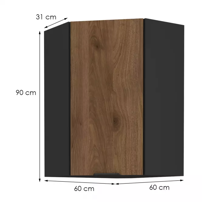 Szafka kuchenna Monza orzech okapi 60x60 Gn-90 1f (45°),2