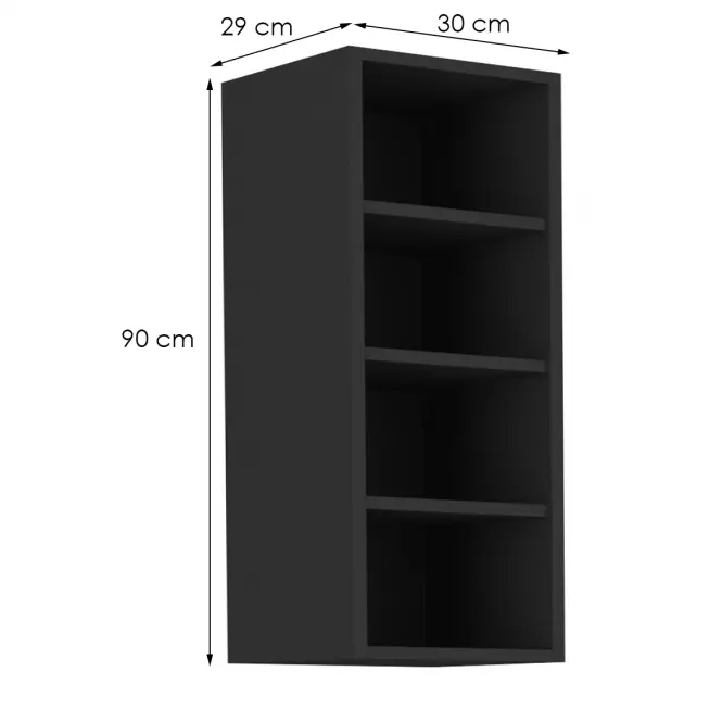 Szafka kuchenna Siena/Monza/Arona czarny matowy 30g-90 Otw,2
