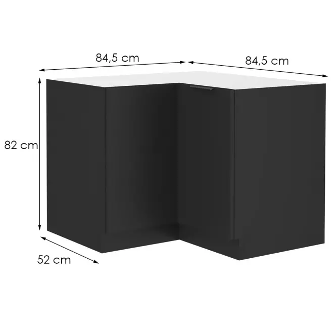 Szafka kuchenna Siena czarny matowy 90x90 Dn 2f bb,2