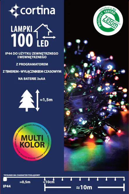 Lampki LED 100l 13/21/bat zew.pg.+Tm. Multi