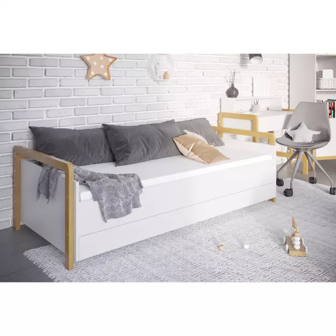 Łóżko Tapczan Dziecięce Victor+Sz Biały 80x180