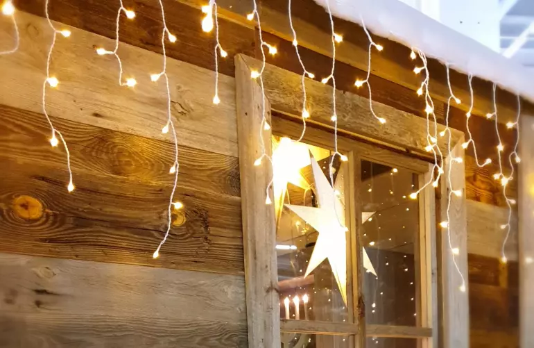 Lampki LED sople 100l zew. Trans+gn+flash biały kabel10