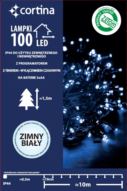 Lampki LED 100l 13/21/bat zew.pg.+Tm. Cw