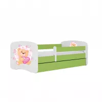 Łóżko Dziecięce Babydreams+Sz+M Zielone 80x160 Miś Motyl