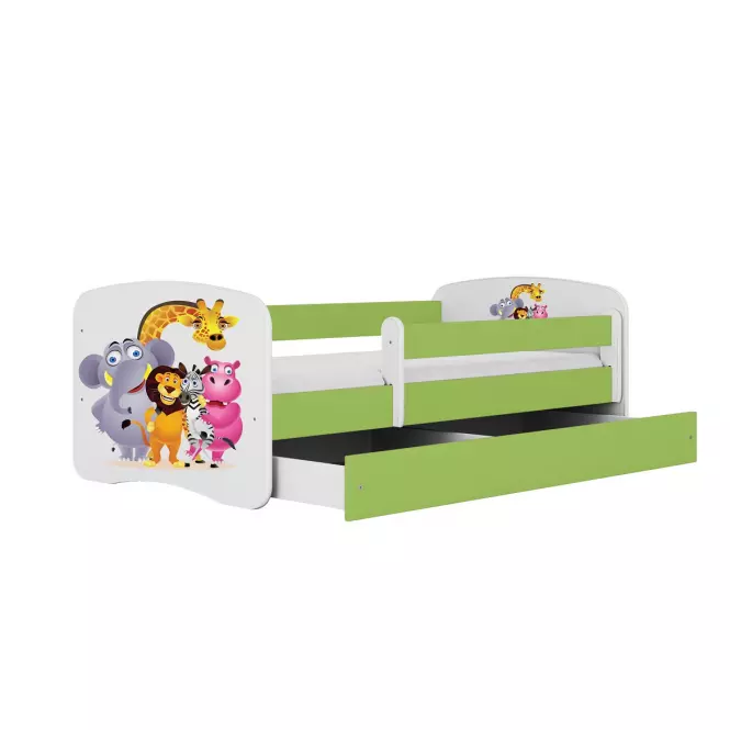 Łóżko Dziecięce Babydreams+Sz+M Zielone 80x160 Zoo